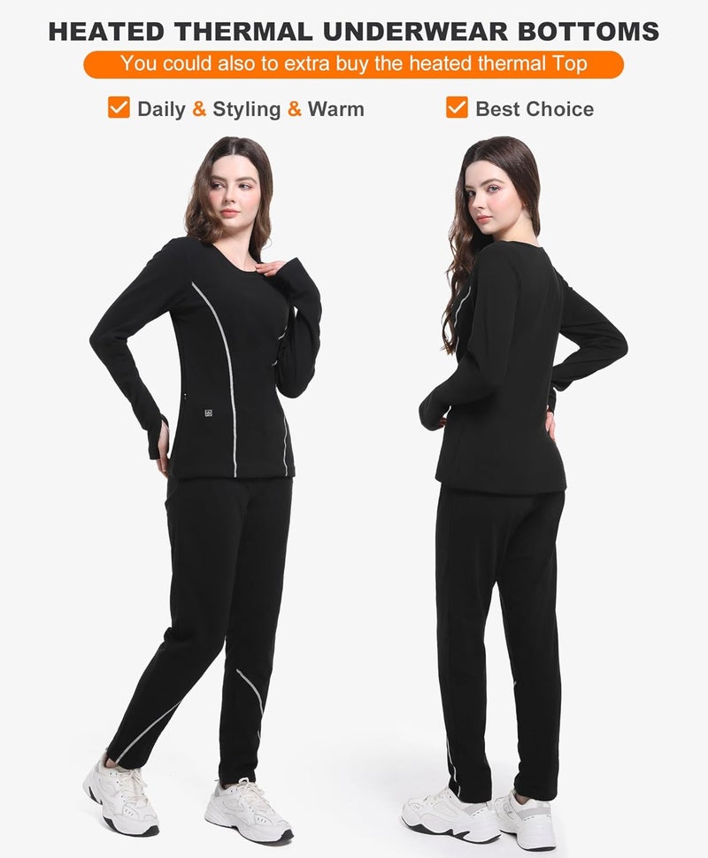 FERNIDA Women Heated Pants with Battery Pack Fleece Heated Thermal Long Johns 7.4V Electric Heated Leggings for Outdoor, Home - Image 5